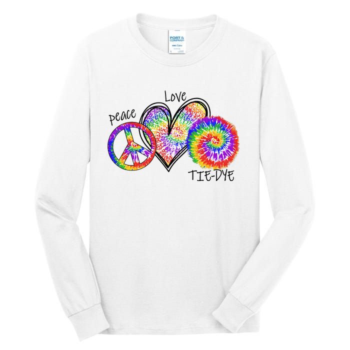 Peace Sign Love 60S 70S Tie Dye Hippie Costume Nonconformist Tall Long Sleeve T-Shirt