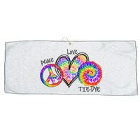 Peace Sign Love 60S 70S Tie Dye Hippie Costume Nonconformist Large Microfiber Waffle Golf Towel