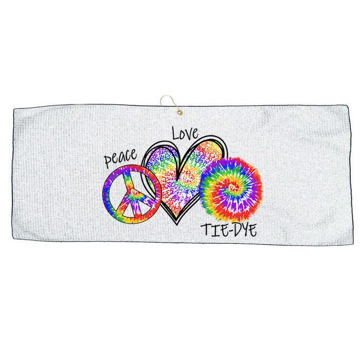 Peace Sign Love 60S 70S Tie Dye Hippie Costume Nonconformist Large Microfiber Waffle Golf Towel