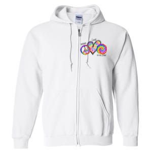 Peace Sign Love 60S 70S Tie Dye Hippie Costume Nonconformist Full Zip Hoodie