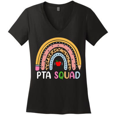 PTA Squad Leopard Rainbow Physical Therapist Assistant PTA Women's V-Neck T-Shirt