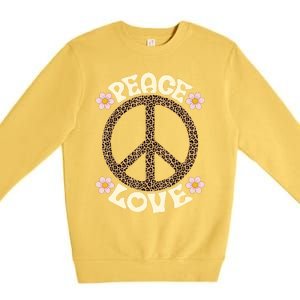 Peace Sign Love 60s 70s Costume Groovy Hippie Theme Party Premium Crewneck Sweatshirt