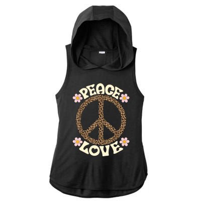 Peace Sign Love 60s 70s Costume Groovy Hippie Theme Party Ladies PosiCharge Tri-Blend Wicking Draft Hoodie Tank