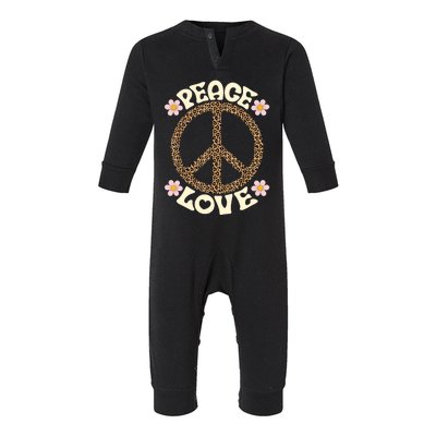 Peace Sign Love 60s 70s Costume Groovy Hippie Theme Party Infant Fleece One Piece