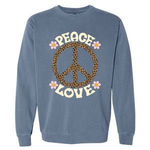 Peace Sign Love 60s 70s Costume Groovy Hippie Theme Party Garment-Dyed Sweatshirt