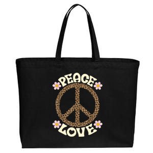 Peace Sign Love 60s 70s Costume Groovy Hippie Theme Party Cotton Canvas Jumbo Tote