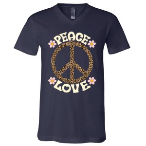 Peace Sign Love 60s 70s Costume Groovy Hippie Theme Party V-Neck T-Shirt