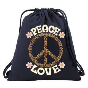 Peace Sign Love 60s 70s Costume Groovy Hippie Theme Party Drawstring Bag