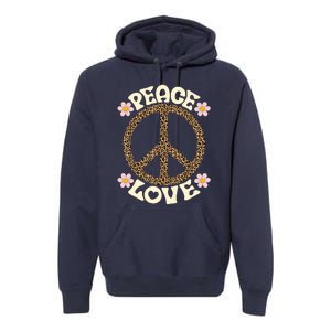 Peace Sign Love 60s 70s Costume Groovy Hippie Theme Party Premium Hoodie