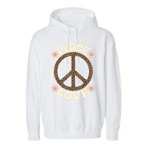 Peace Sign Love 60s 70s Costume Groovy Hippie Theme Party Garment-Dyed Fleece Hoodie