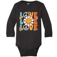 Peace Sign Love 60s 70s 80s Costume Groovy Theme Party Baby Long Sleeve Bodysuit