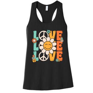 Peace Sign Love 60s 70s 80s Costume Groovy Theme Party Women's Racerback Tank