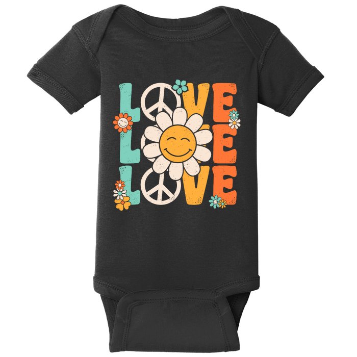 Peace Sign Love 60s 70s 80s Costume Groovy Theme Party Baby Bodysuit