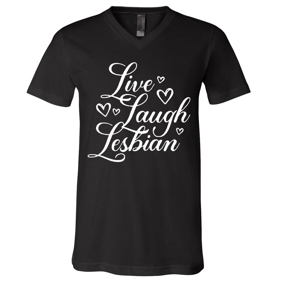 Pander Store Live Laugh Lesbian V-Neck T-Shirt