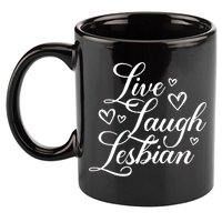Pander Store Live Laugh Lesbian 11oz C Handle Ceramic Mug