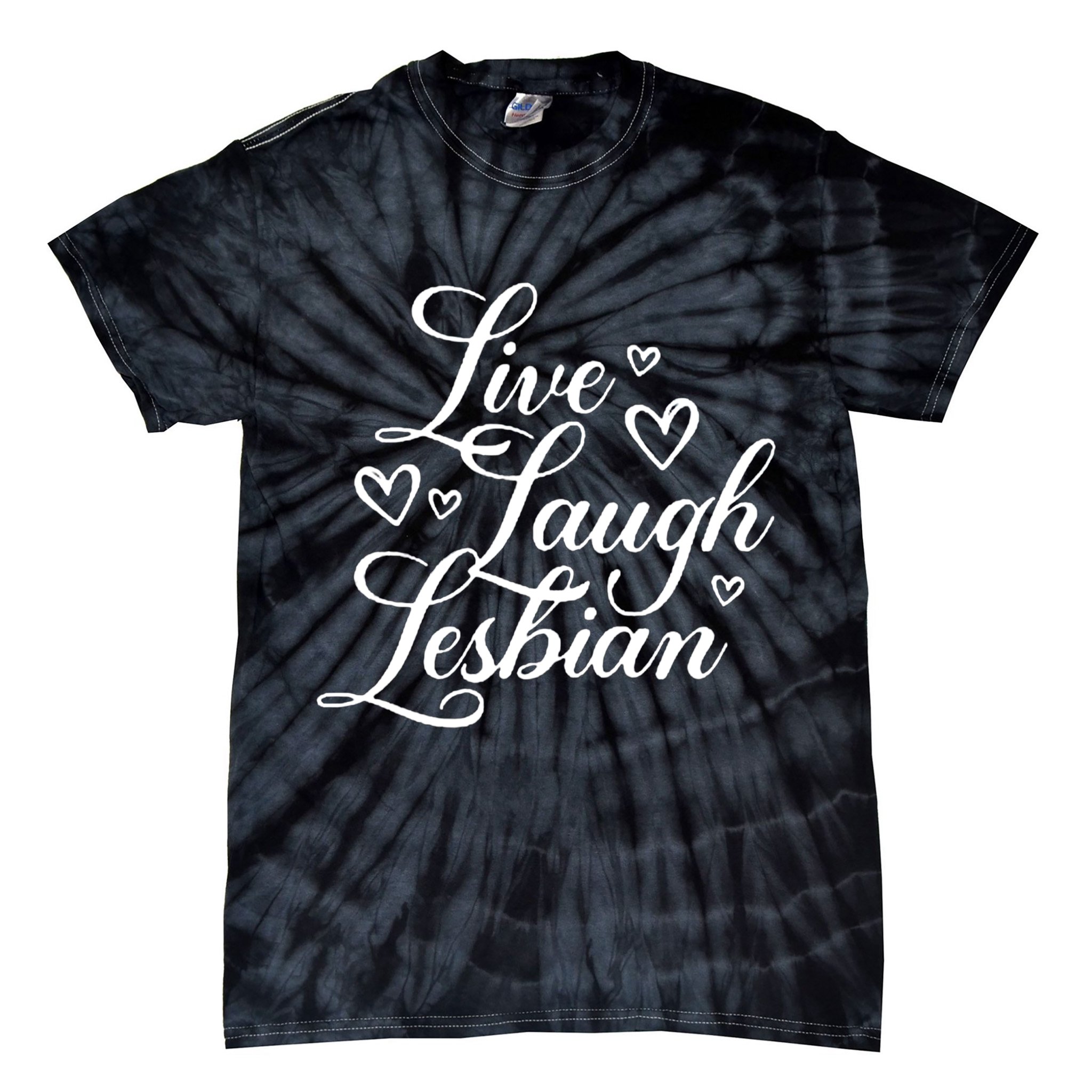 Pander Store Live Laugh Lesbian Tie-Dye T-Shirt