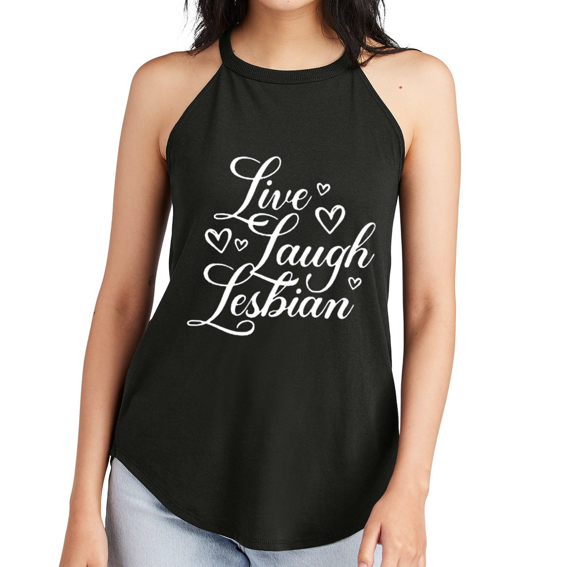 Pander Store Live Laugh Lesbian Women's Perfect Tri Rocker Tank