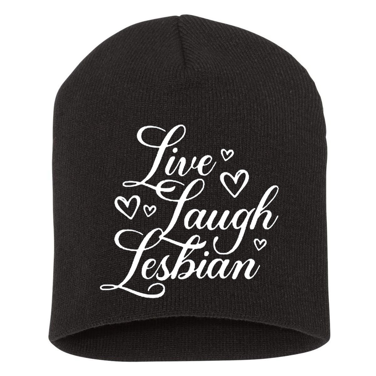 Pander Store Live Laugh Lesbian Short Acrylic Beanie