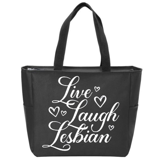 Pander Store Live Laugh Lesbian Zip Tote Bag