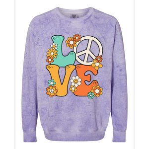 Peace Sign Love 60s 70s Groovy Hippie Theme Party Colorblast Crewneck Sweatshirt