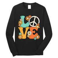 Peace Sign Love 60s 70s Groovy Hippie Theme Party Long Sleeve Shirt