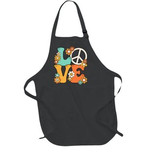 Peace Sign Love 60s 70s Groovy Hippie Theme Party Full-Length Apron With Pockets