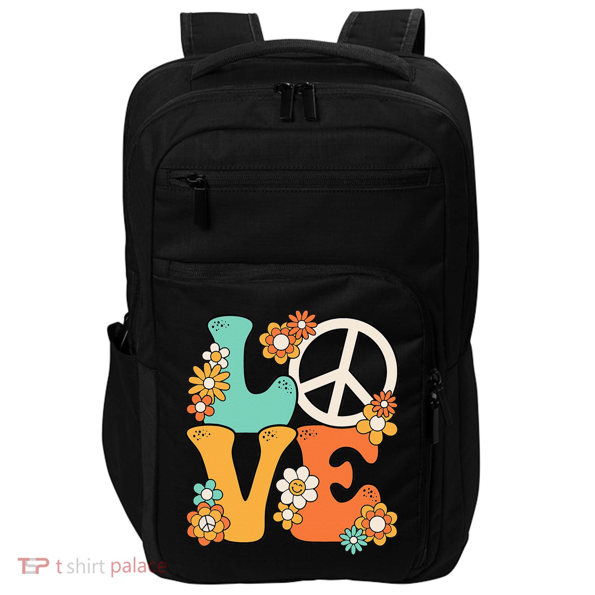 Peace Sign Love 60s 70s Groovy Hippie Theme Party Impact Tech Backpack