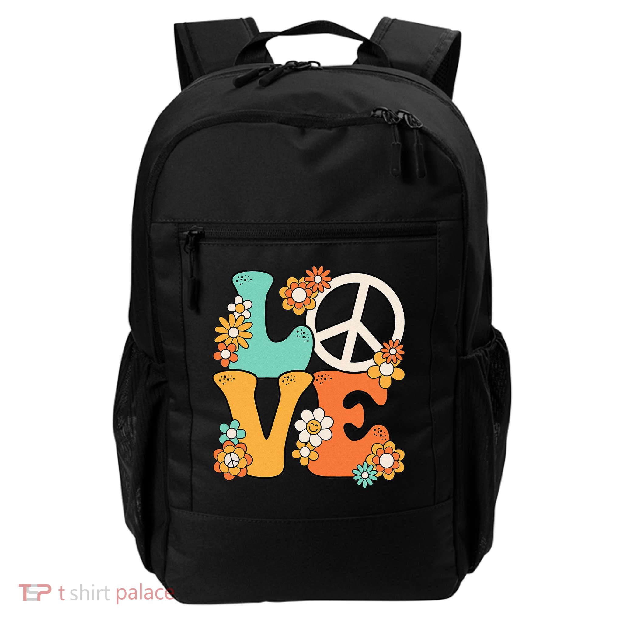 Peace Sign Love 60s 70s Groovy Hippie Theme Party Backpack
