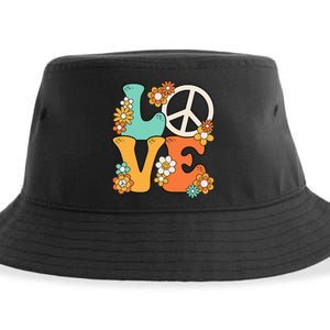 Peace Sign Love 60s 70s Groovy Hippie Theme Party Sustainable Bucket Hat