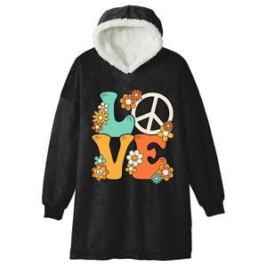 Peace Sign Love 60s 70s Groovy Hippie Theme Party Hooded Wearable Blanket