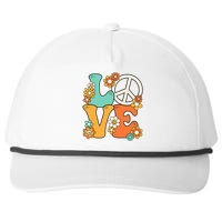 Peace Sign Love 60s 70s Groovy Hippie Theme Party Snapback Five-Panel Rope Hat