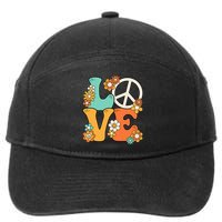 Peace Sign Love 60s 70s Groovy Hippie Theme Party 7-Panel Snapback Hat