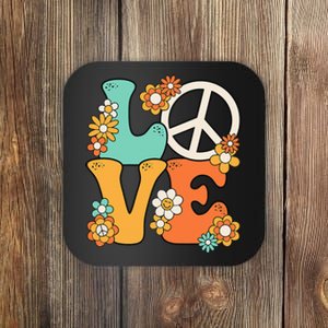 Peace Sign Love 60s 70s Groovy Hippie Theme Party Coaster