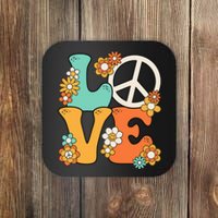 Peace Sign Love 60s 70s Groovy Hippie Theme Party Coaster