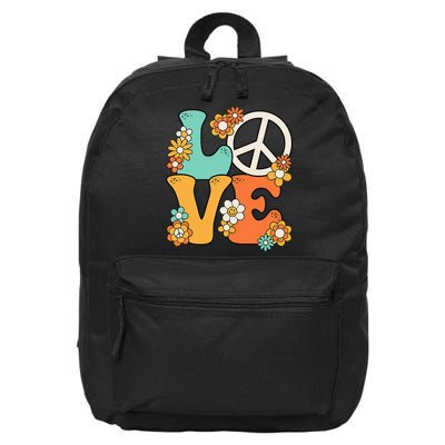 Peace Sign Love 60s 70s Groovy Hippie Theme Party 16 in Basic Backpack