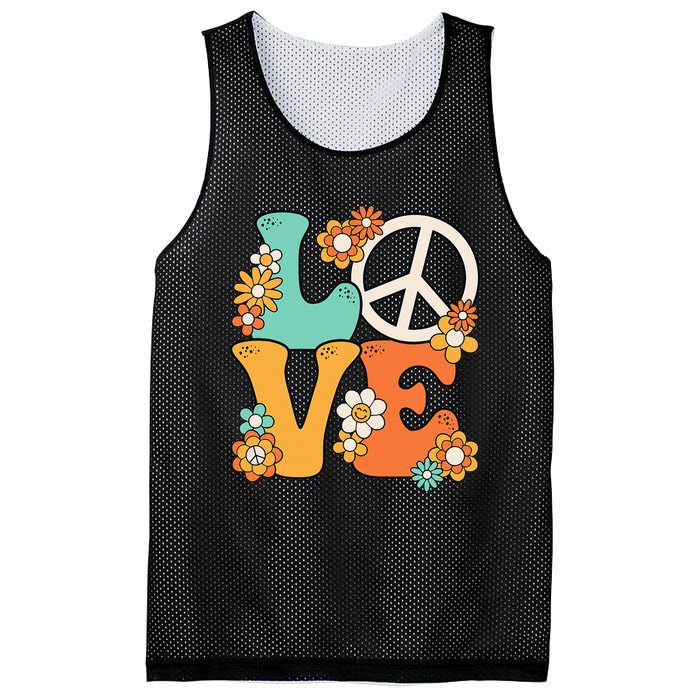 Peace Sign Love 60s 70s Groovy Hippie Theme Party Mesh Reversible Basketball Jersey Tank