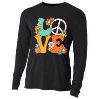 Peace Sign Love 60s 70s Groovy Hippie Theme Party Cooling Performance Long Sleeve Crew