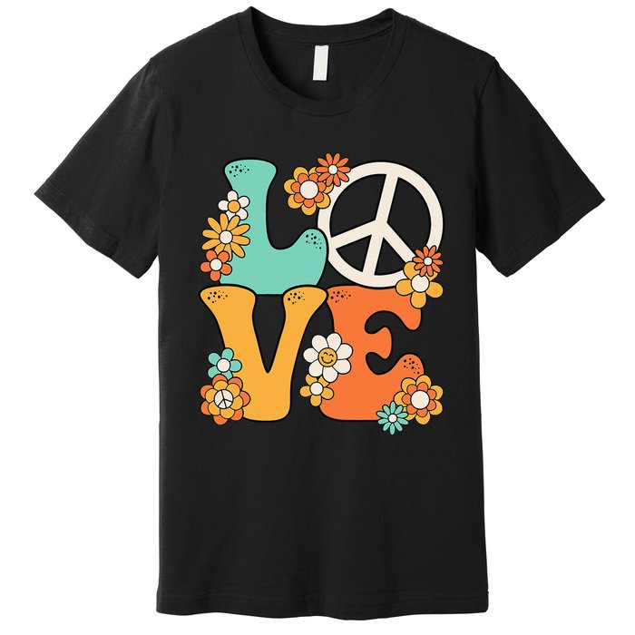 Peace Sign Love 60s 70s Groovy Hippie Theme Party Premium T-Shirt