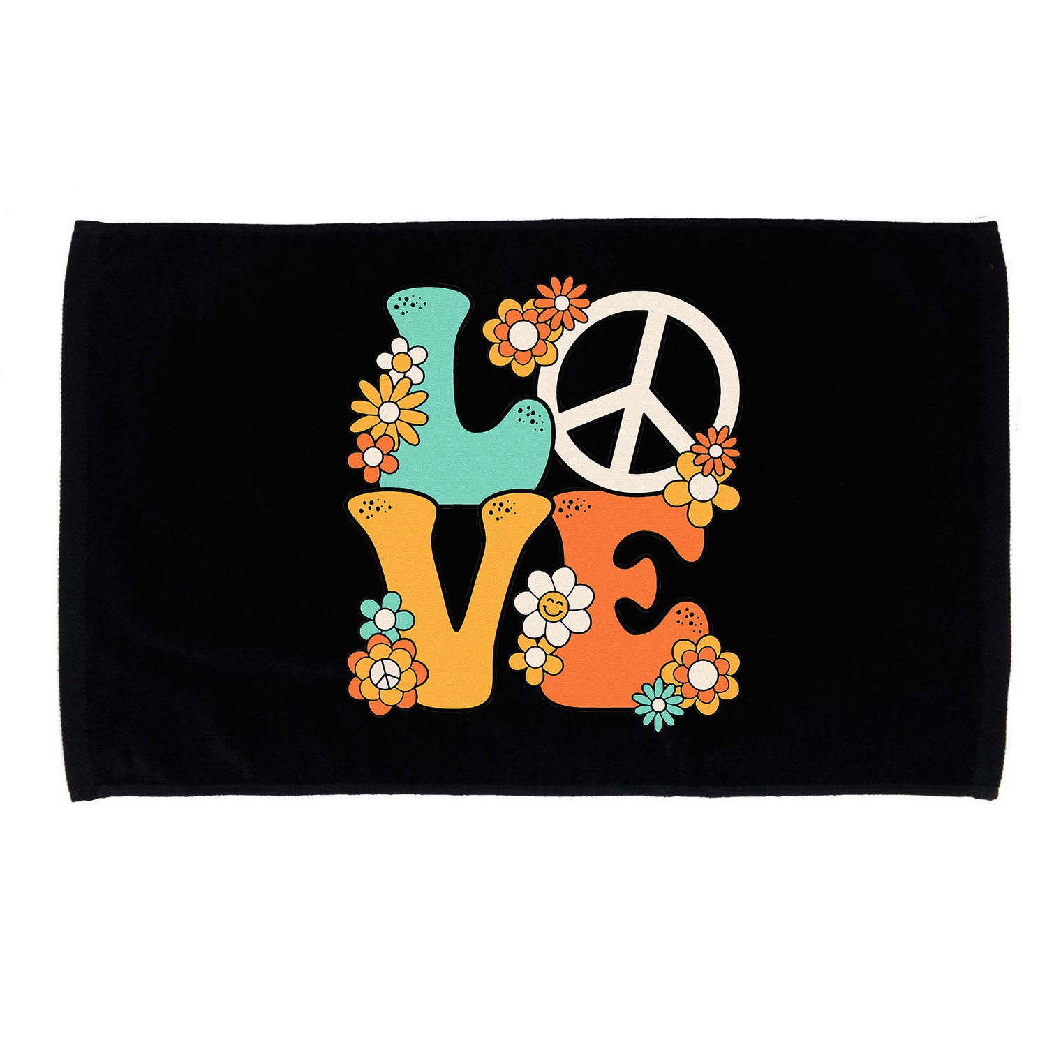 Peace Sign Love 60s 70s Groovy Hippie Theme Party Microfiber Hand Towel