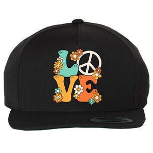 Peace Sign Love 60s 70s Groovy Hippie Theme Party Wool Snapback Cap