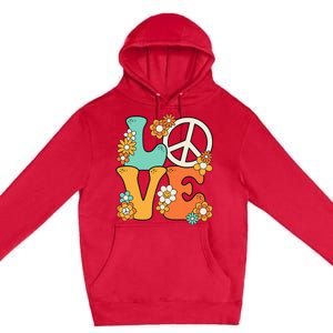 Peace Sign Love 60s 70s Groovy Hippie Theme Party Premium Pullover Hoodie