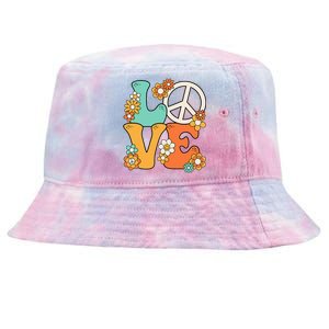 Peace Sign Love 60s 70s Groovy Hippie Theme Party Tie-Dyed Bucket Hat