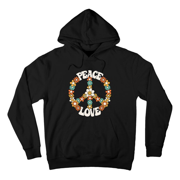 Peace Sign Love 60s 70s Groovy Hippie Theme Party Hoodie