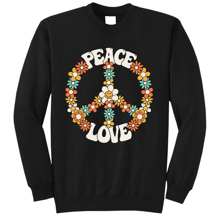 Peace Sign Love 60s 70s Groovy Hippie Theme Party Sweatshirt