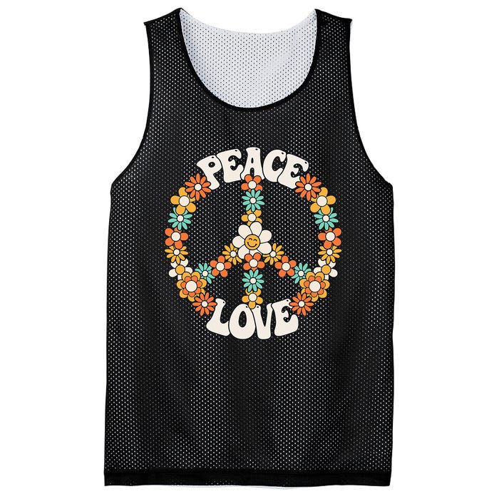 Peace Sign Love 60s 70s Groovy Hippie Theme Party Mesh Reversible Basketball Jersey Tank