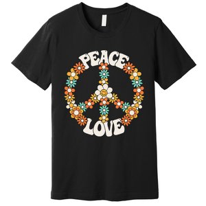 Peace Sign Love 60s 70s Groovy Hippie Theme Party Premium T-Shirt