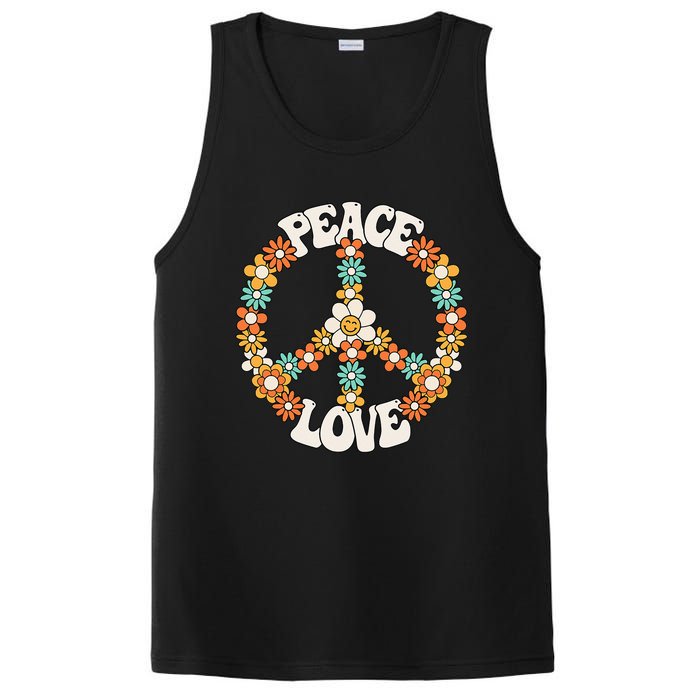 Peace Sign Love 60s 70s Groovy Hippie Theme Party PosiCharge Competitor Tank