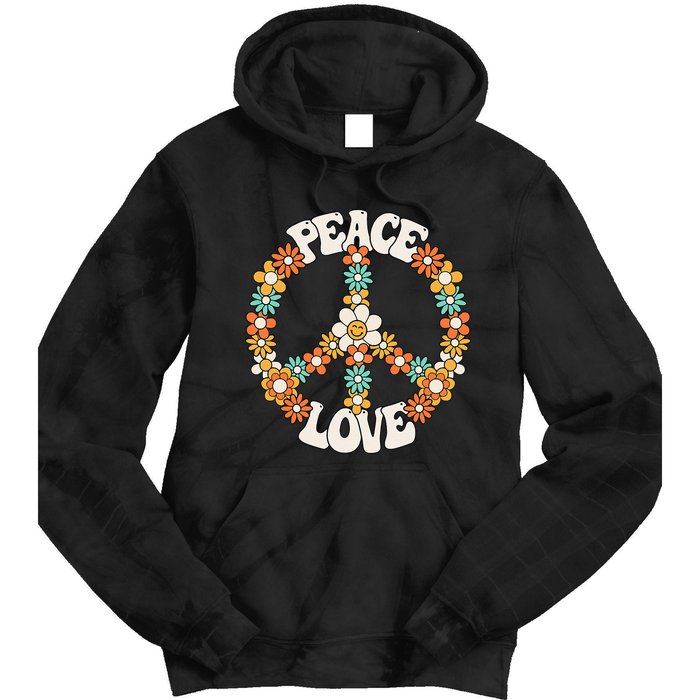 Peace Sign Love 60s 70s Groovy Hippie Theme Party Tie Dye Hoodie