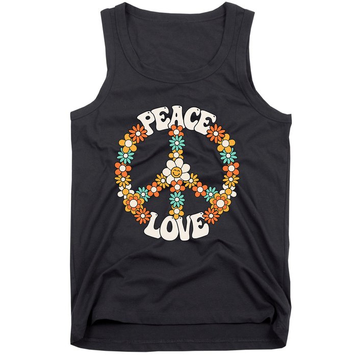 Peace Sign Love 60s 70s Groovy Hippie Theme Party Tank Top