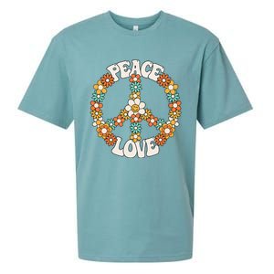 Peace Sign Love 60s 70s Groovy Hippie Theme Party Sueded Cloud Jersey T-Shirt